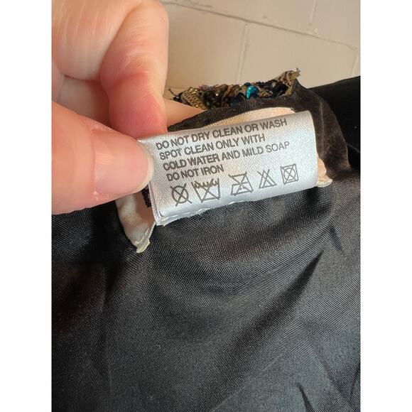 jacket beaded sequins short sleeve 100% silk black purple gold blue glam - Picture 13 of 13